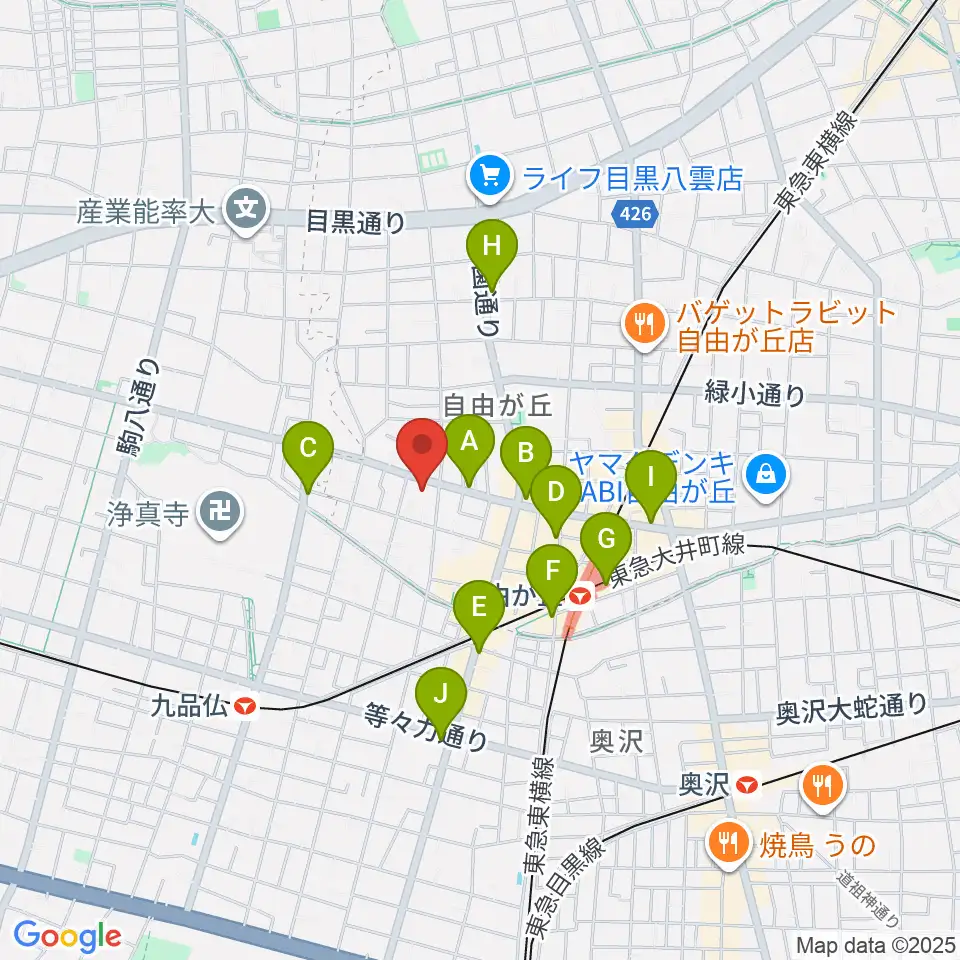 サウンドスタジオノア 自由が丘店周辺のコンビニエンスストア一覧地図