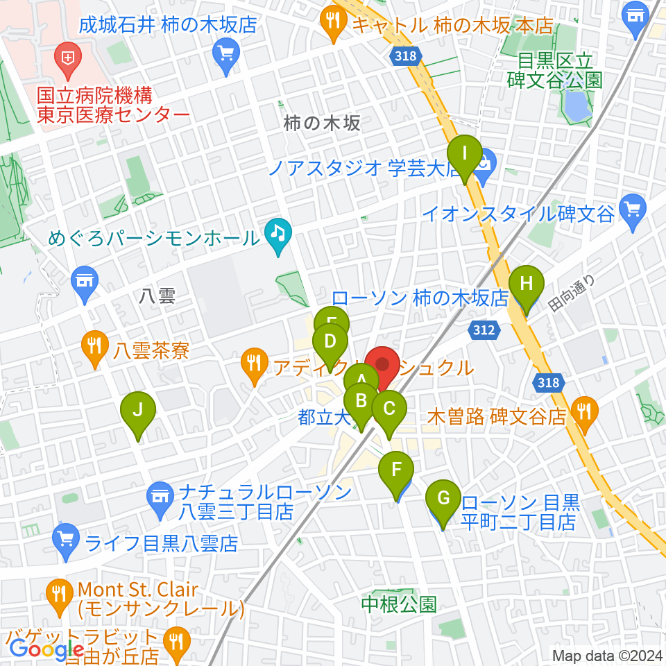 サウンドスタジオノア 都立大店周辺のコンビニエンスストア一覧地図