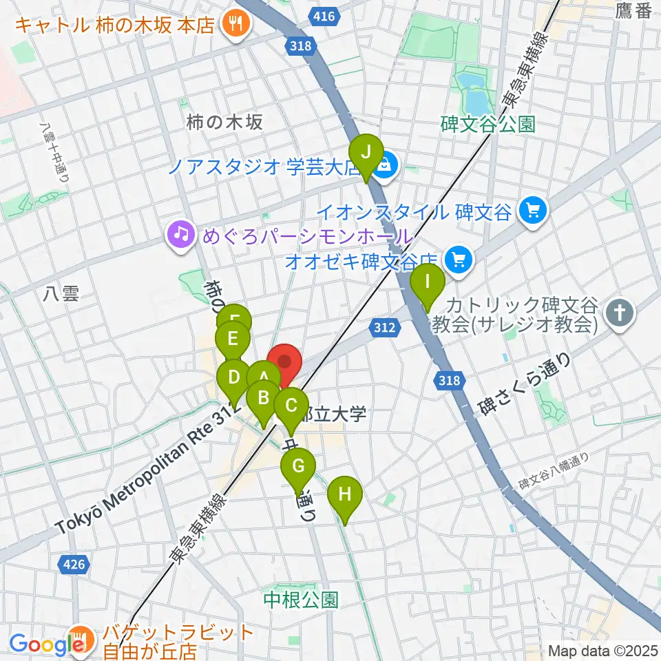 サウンドスタジオノア 都立大店周辺のコンビニエンスストア一覧地図