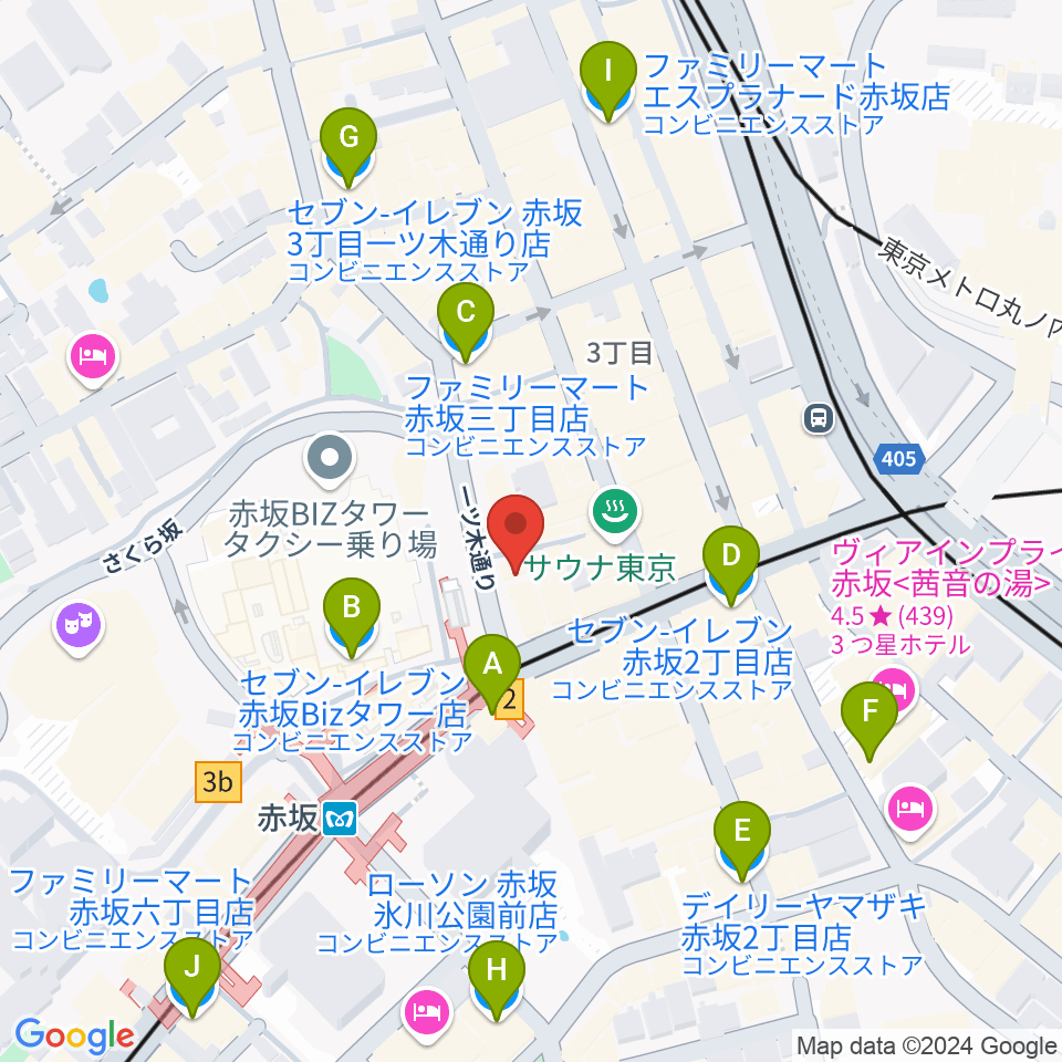 サウンドスタジオノア 赤坂店周辺のコンビニエンスストア一覧地図