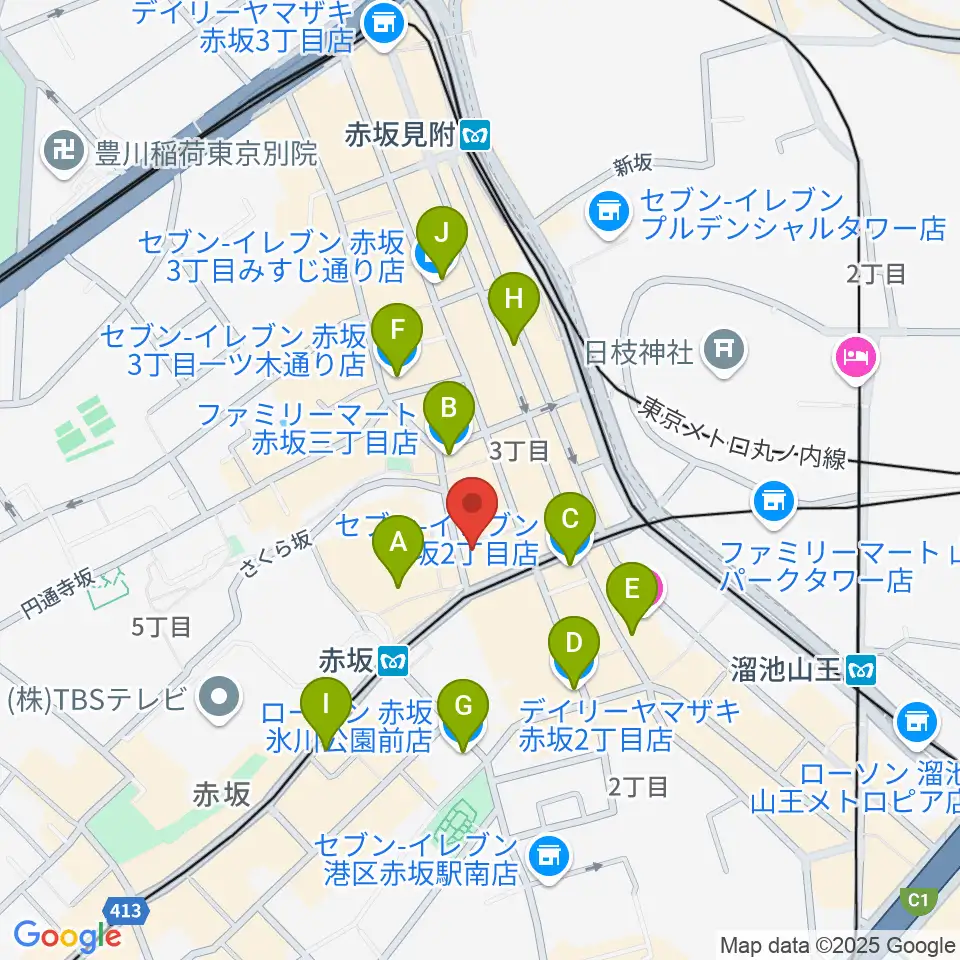 サウンドスタジオノア 赤坂店周辺のコンビニエンスストア一覧地図
