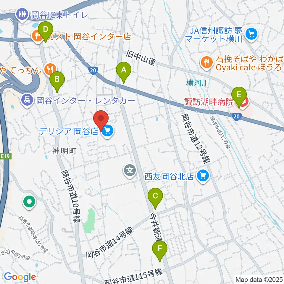 オグチ楽器 岡谷本社周辺のコンビニエンスストア一覧地図