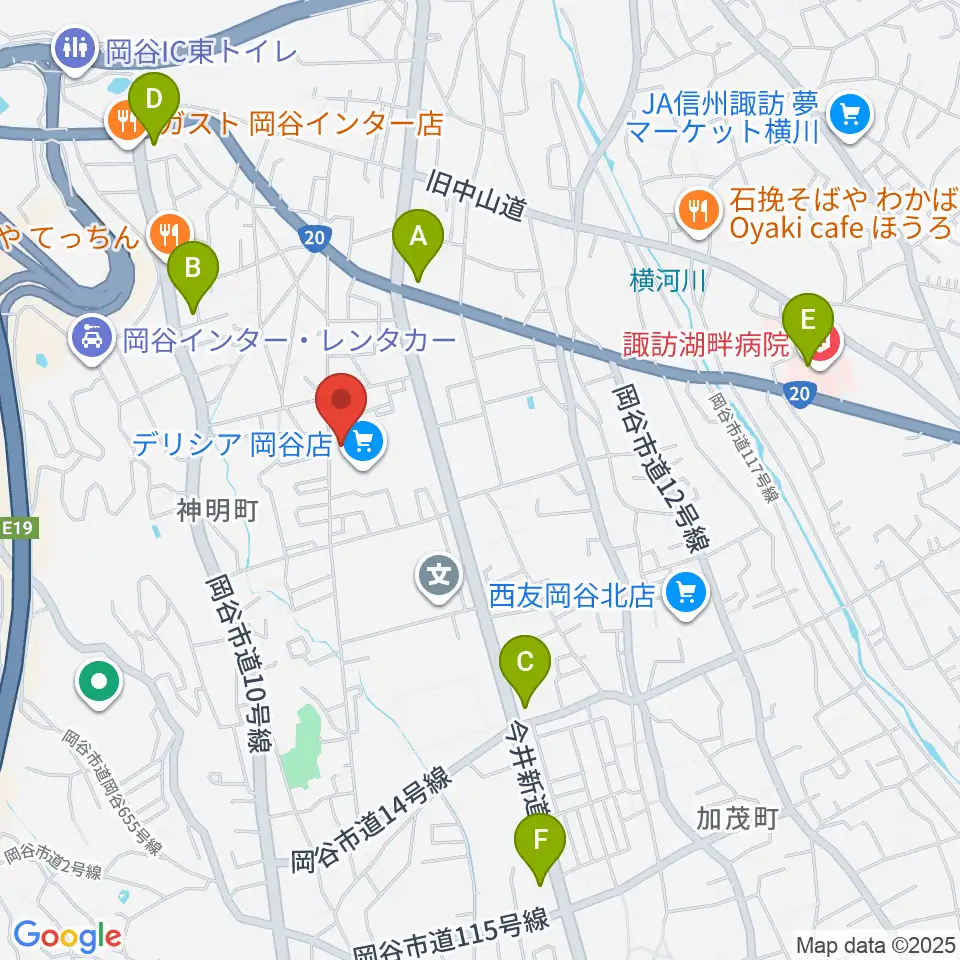 オグチ楽器 岡谷本社周辺のコンビニエンスストア一覧地図