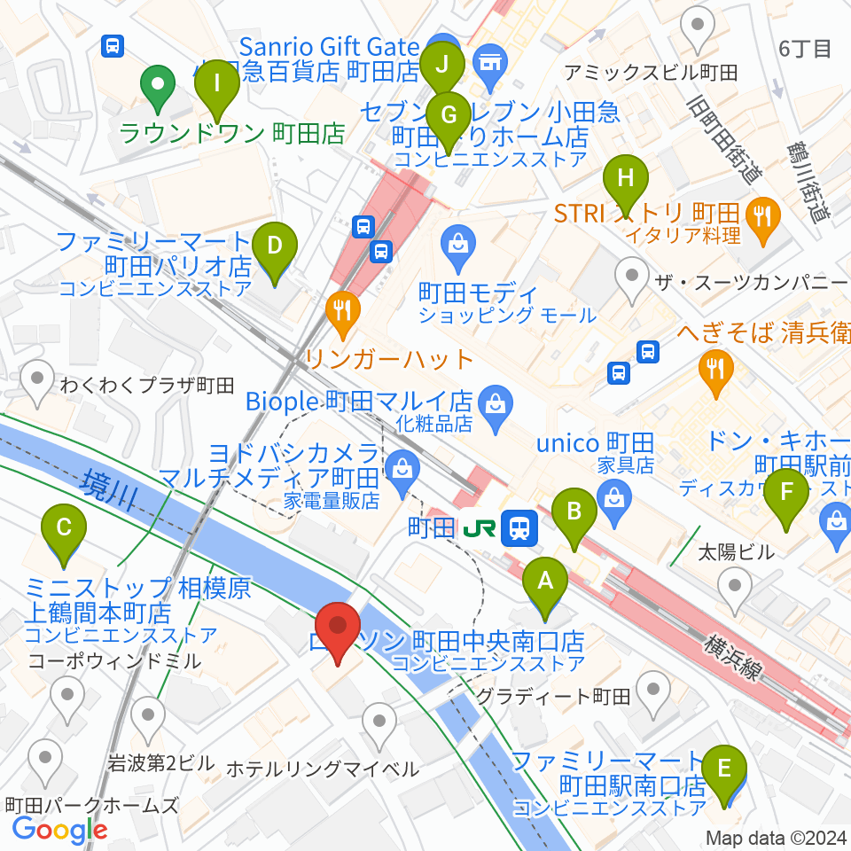 ゲートウェイスタジオ町田店周辺のコンビニエンスストア一覧地図