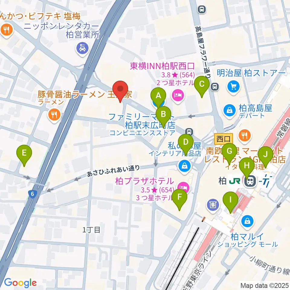 ゲートウェイスタジオ柏店周辺のコンビニエンスストア一覧地図