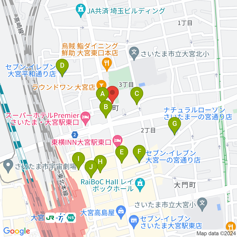 ゲートウェイスタジオ大宮店周辺のコンビニエンスストア一覧地図