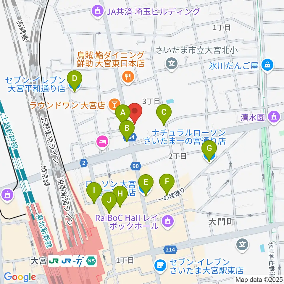 ゲートウェイスタジオ大宮店周辺のコンビニエンスストア一覧地図