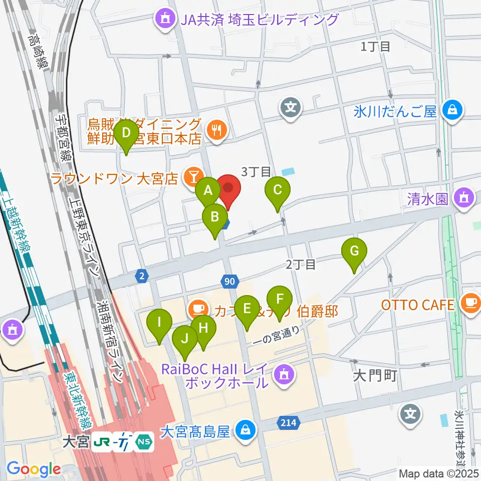 ゲートウェイスタジオ大宮店周辺のコンビニエンスストア一覧地図