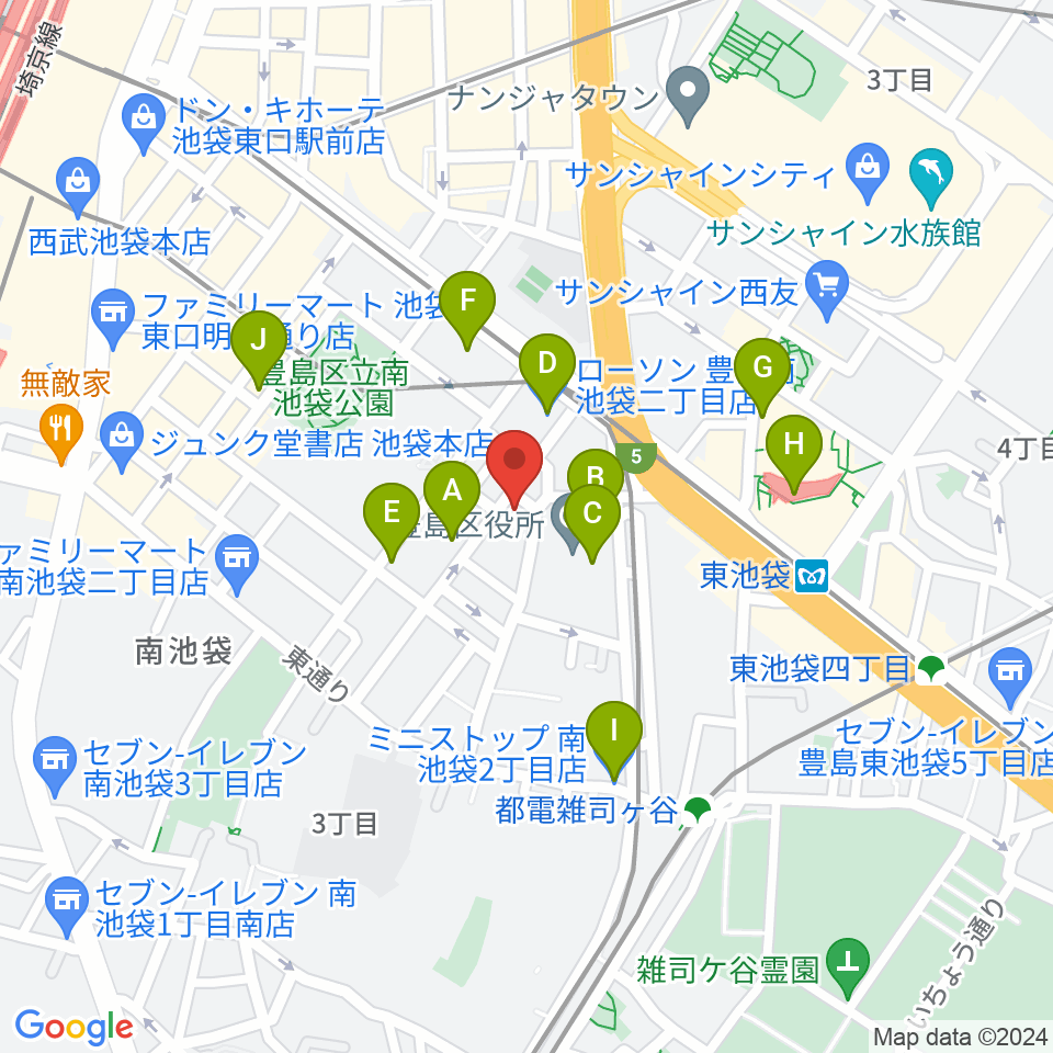 スタジオペンタ池袋店周辺のコンビニエンスストア一覧地図