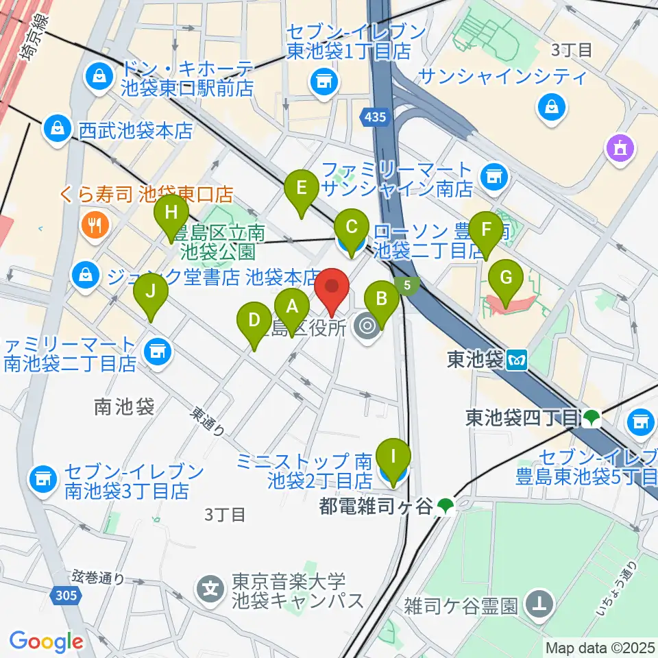 スタジオペンタ池袋店周辺のコンビニエンスストア一覧地図