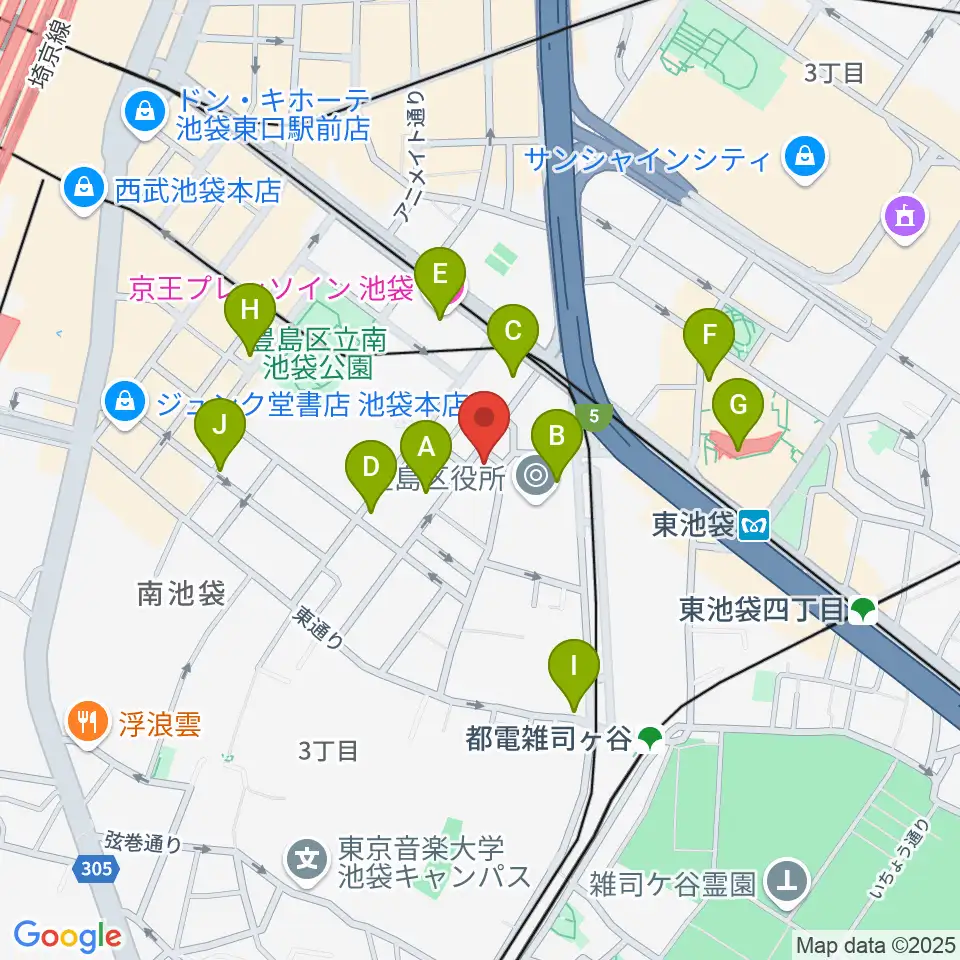 スタジオペンタ池袋店周辺のコンビニエンスストア一覧地図