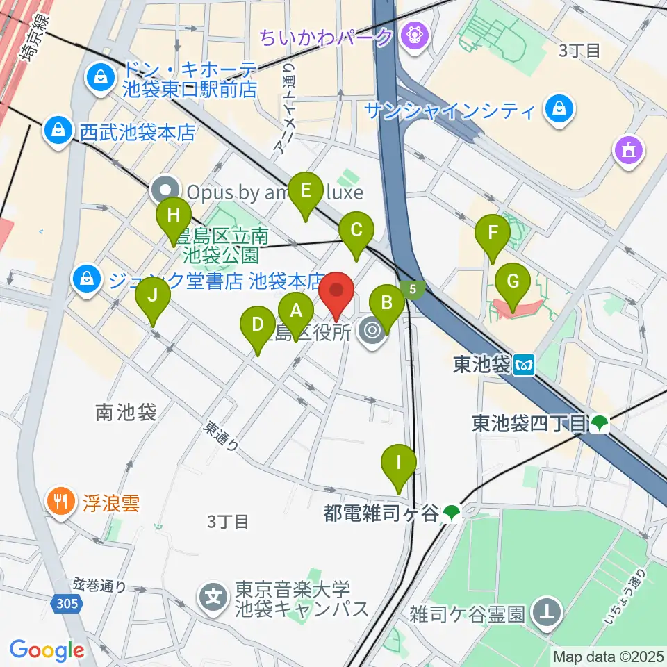 スタジオペンタ池袋店周辺のコンビニエンスストア一覧地図