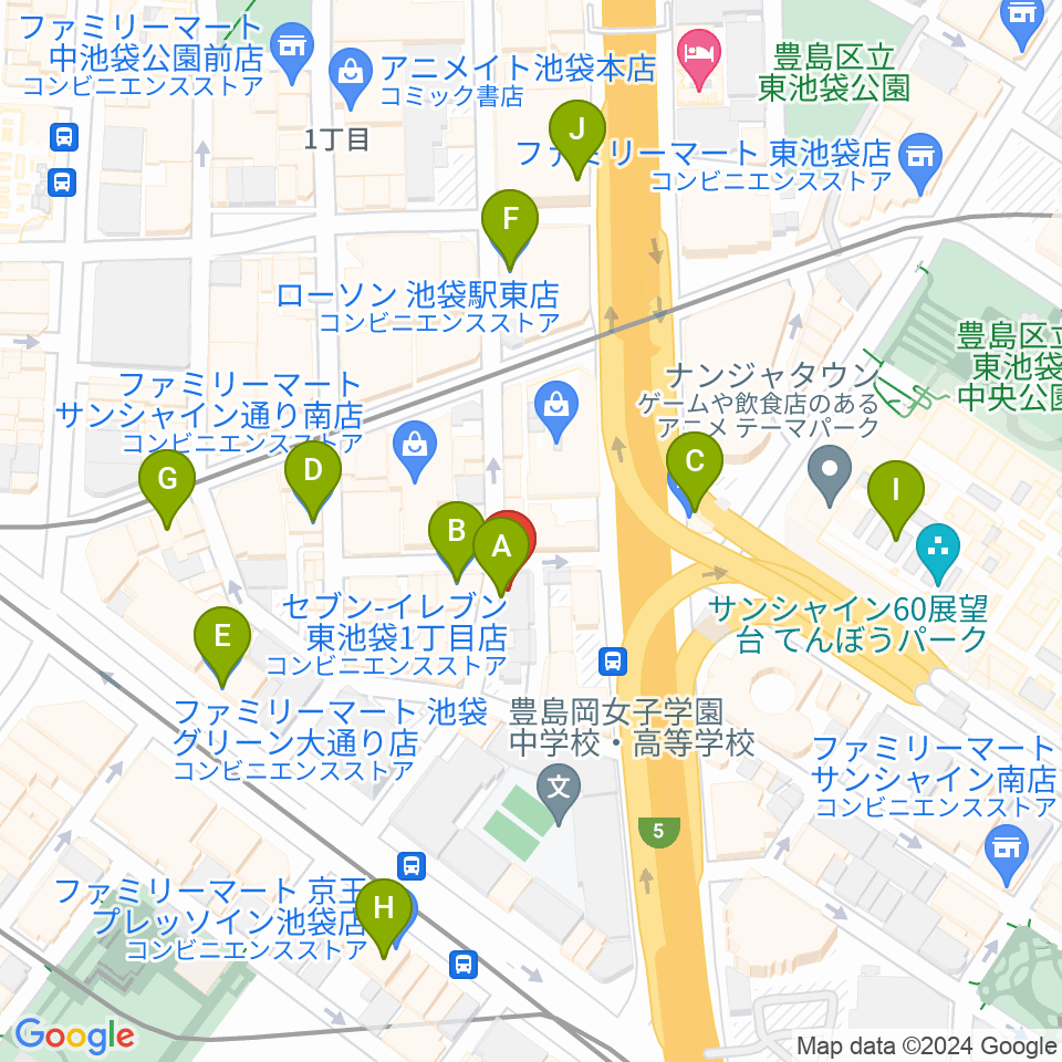 スタジオペンタ池袋ハンズサイド周辺のコンビニエンスストア一覧地図