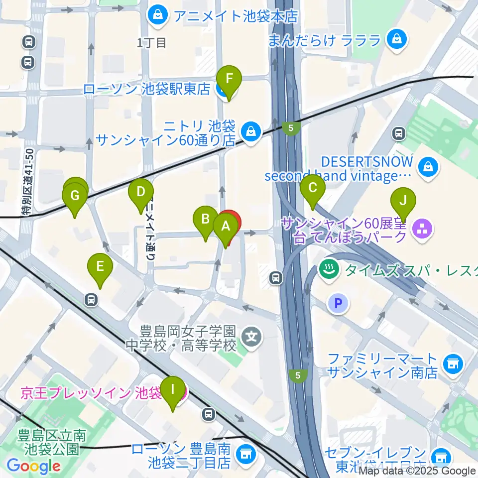 スタジオペンタ池袋ハンズサイド周辺のコンビニエンスストア一覧地図