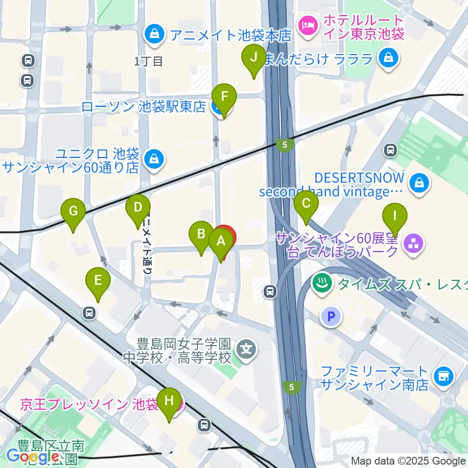 スタジオペンタ池袋ハンズサイド周辺のコンビニエンスストア一覧地図