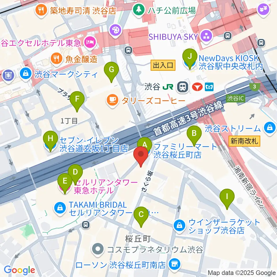 スタジオペンタ渋谷シティサイド周辺のコンビニエンスストア一覧地図