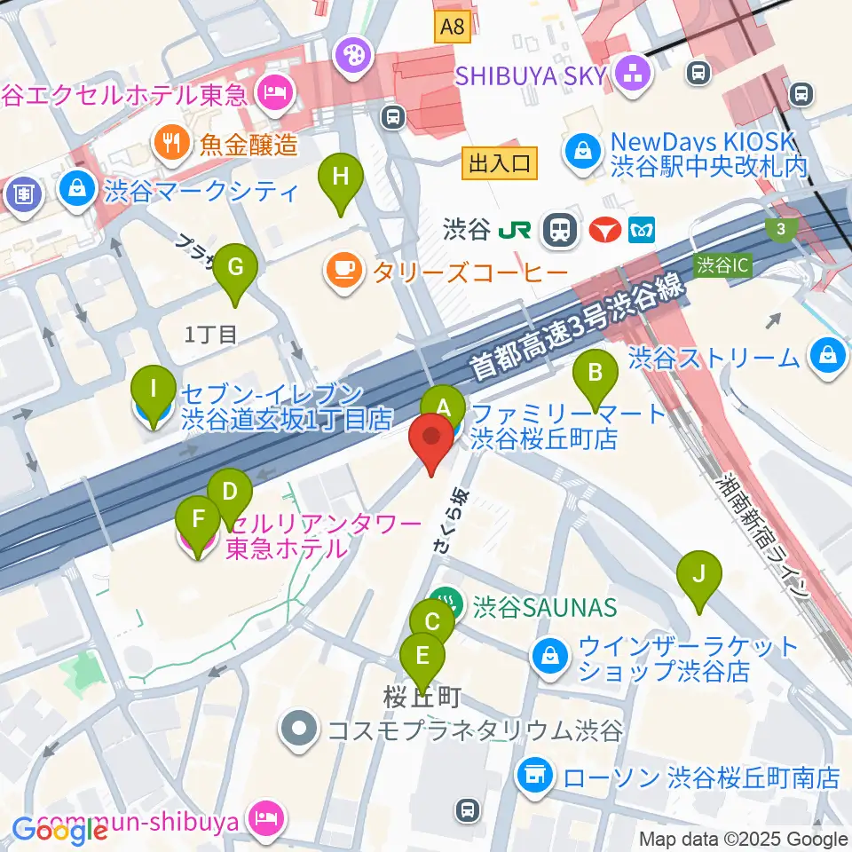 スタジオペンタ渋谷シティサイド周辺のコンビニエンスストア一覧地図