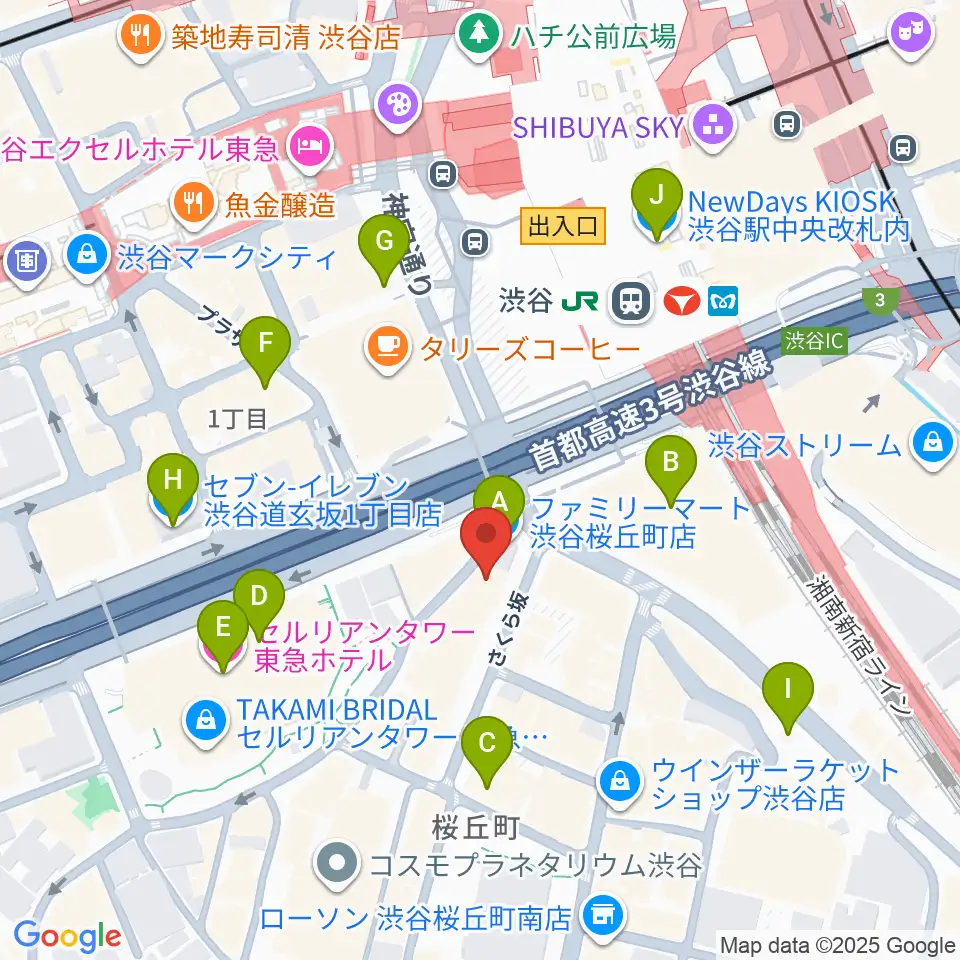 スタジオペンタ渋谷シティサイド周辺のコンビニエンスストア一覧地図