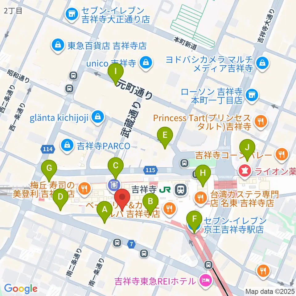 スタジオペンタ吉祥寺サウスサイド周辺のコンビニエンスストア一覧地図