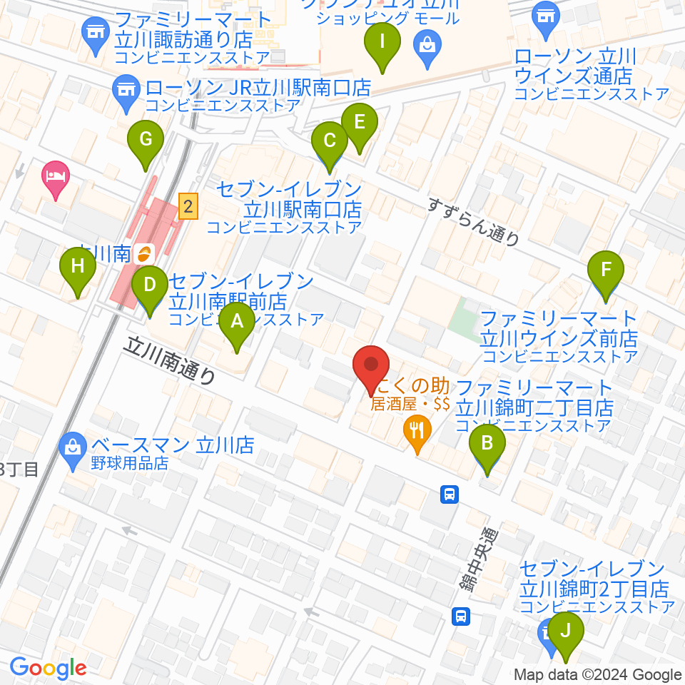 スタジオペンタ立川店周辺のコンビニエンスストア一覧地図