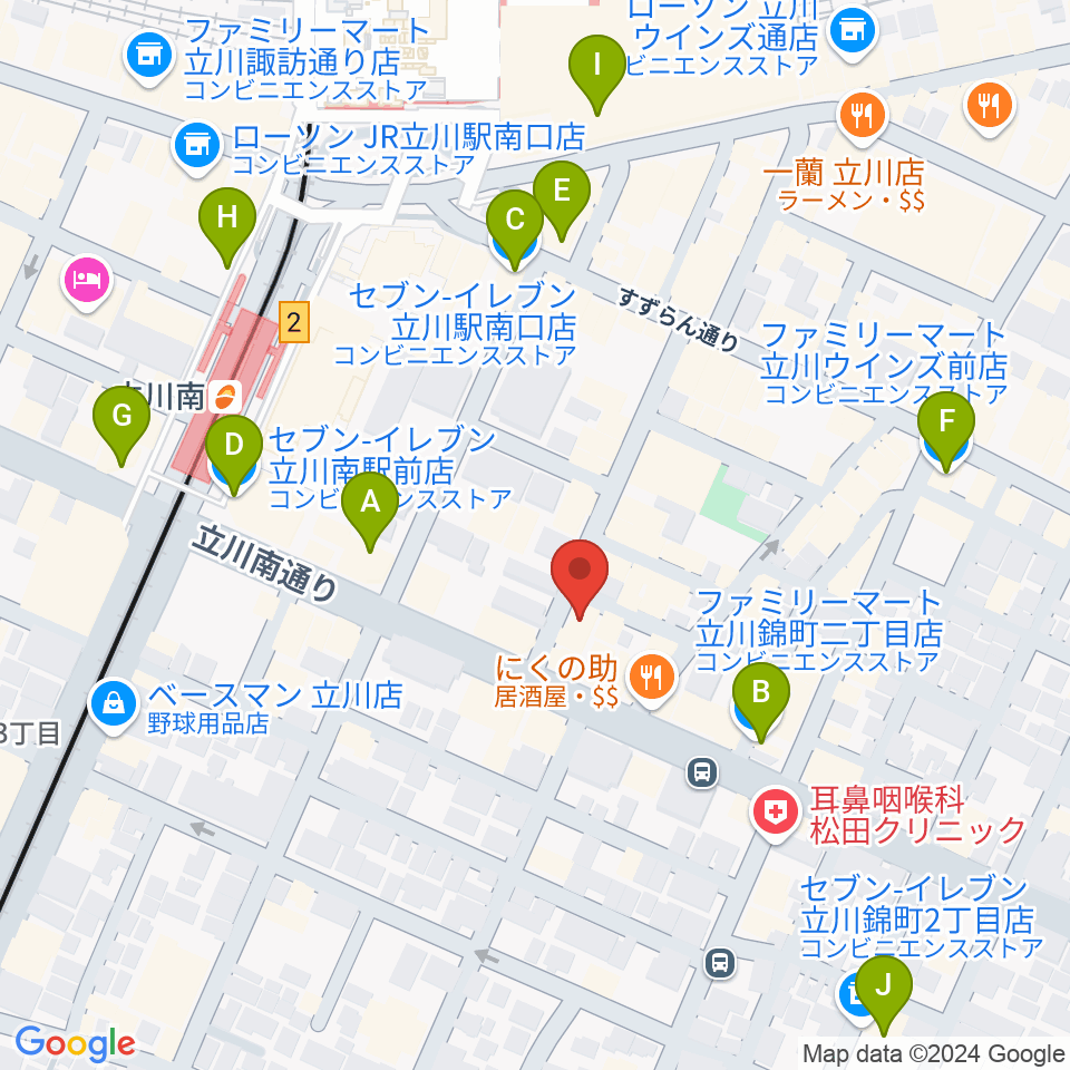 スタジオペンタ立川店周辺のコンビニエンスストア一覧地図