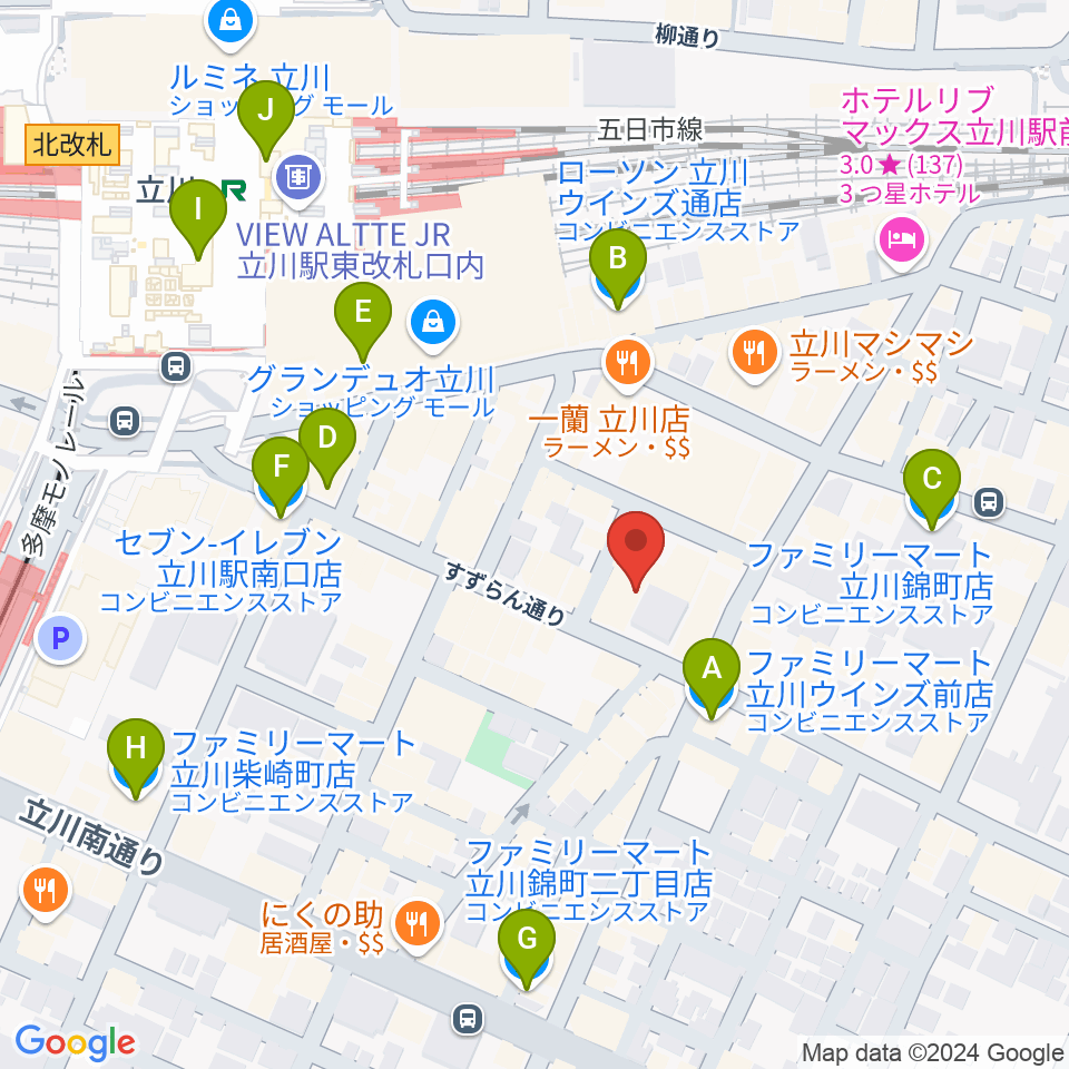 スタジオペンタ立川  II周辺のコンビニエンスストア一覧地図