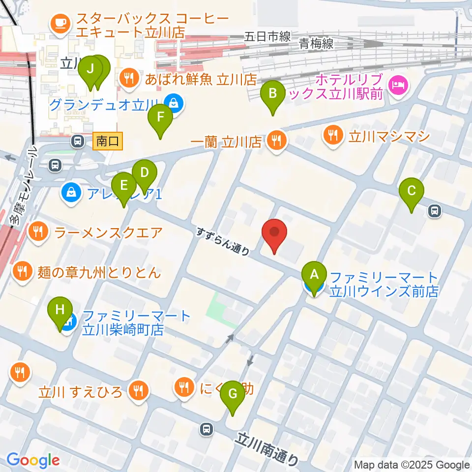 スタジオペンタ立川 II周辺のコンビニエンスストア一覧地図