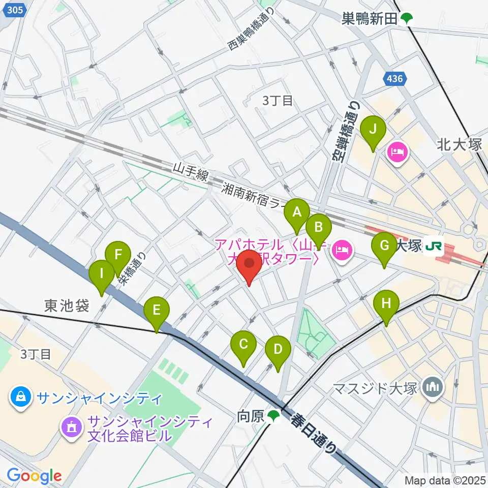 スタジオペンタ大塚店周辺のコンビニエンスストア一覧地図