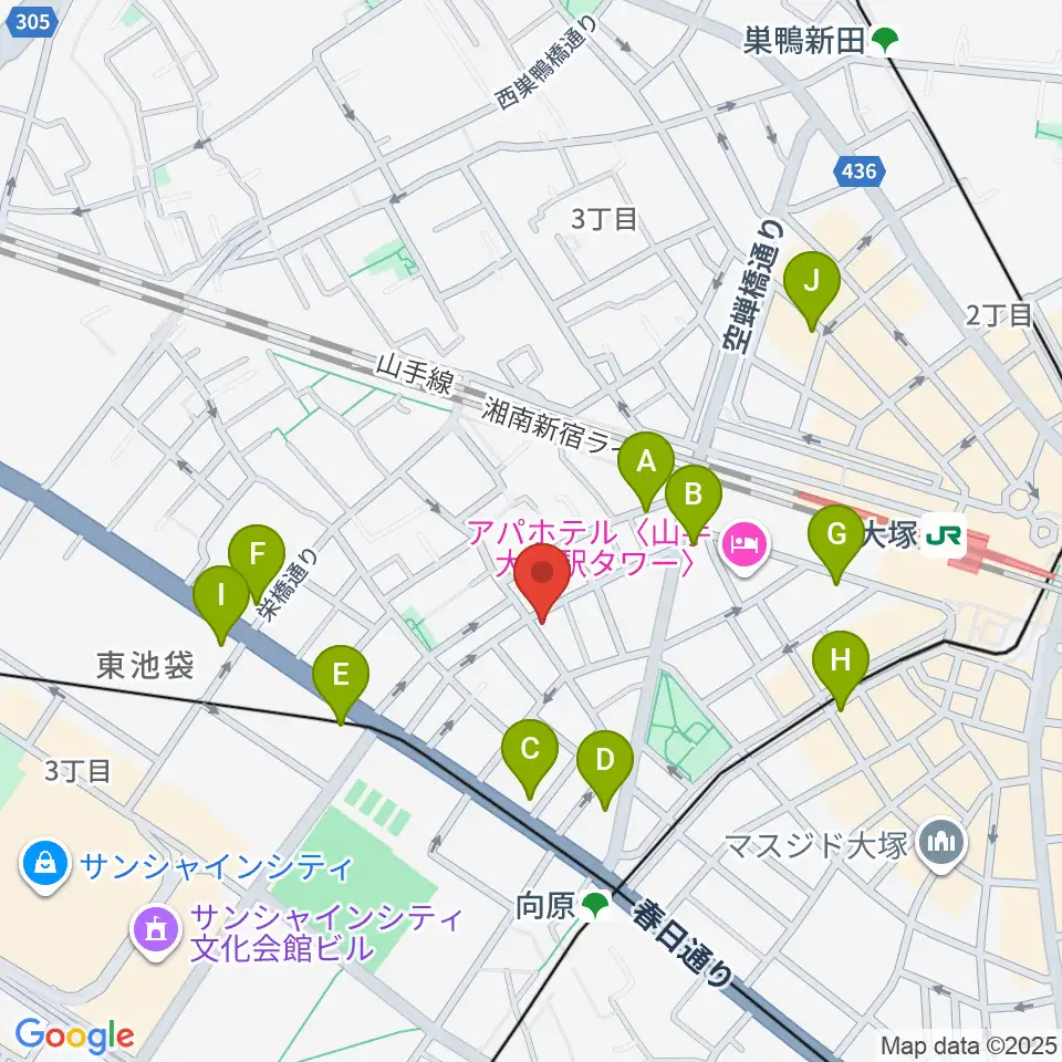 スタジオペンタ大塚店周辺のコンビニエンスストア一覧地図