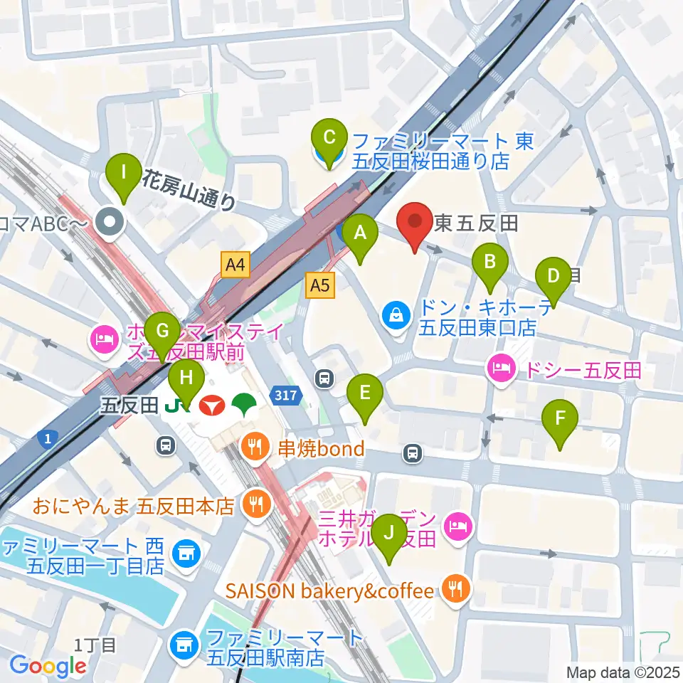 スタジオペンタ五反田店周辺のコンビニエンスストア一覧地図
