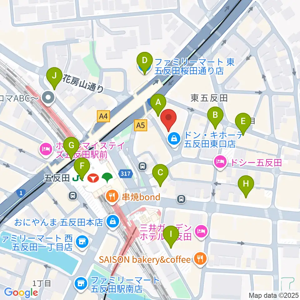 スタジオペンタ五反田店周辺のコンビニエンスストア一覧地図