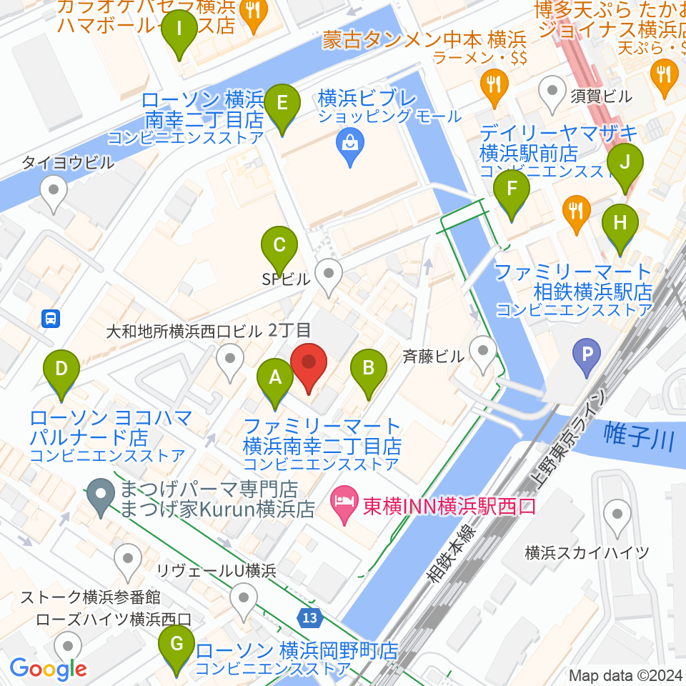 スタジオペンタ横浜店周辺のコンビニエンスストア一覧地図