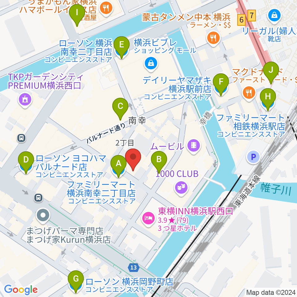 スタジオペンタ横浜店周辺のコンビニエンスストア一覧地図