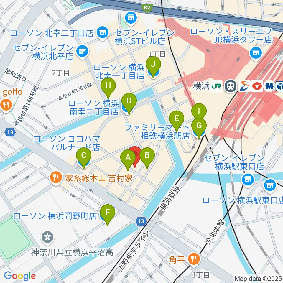 スタジオペンタ横浜店周辺のコンビニエンスストア一覧地図