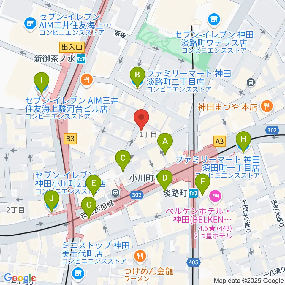 MUSIC JOY神田周辺のコンビニエンスストア一覧地図