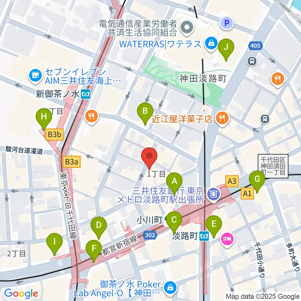 MUSIC JOY神田周辺のコンビニエンスストア一覧地図