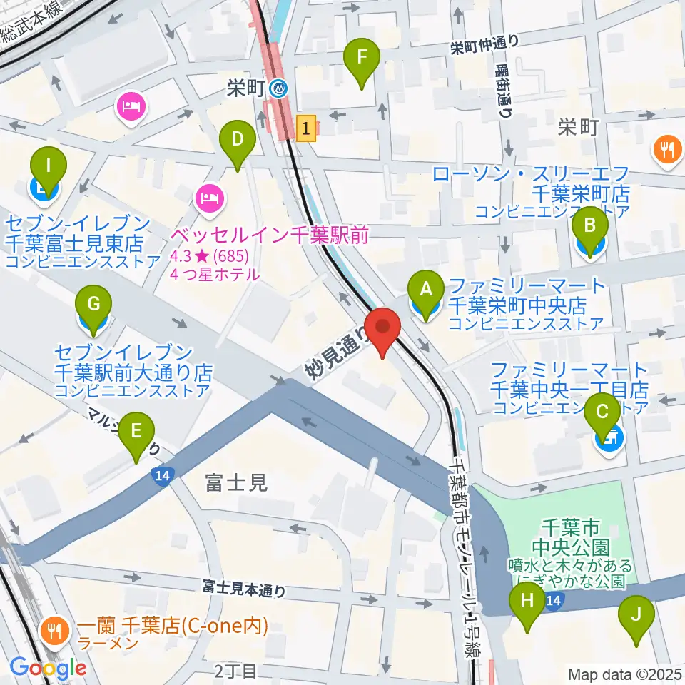 スタジオペンタ千葉 II周辺のコンビニエンスストア一覧地図