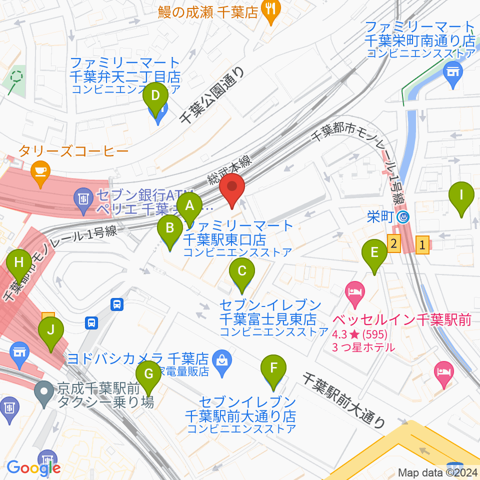 スタジオペンタ千葉駅前店周辺のコンビニエンスストア一覧地図