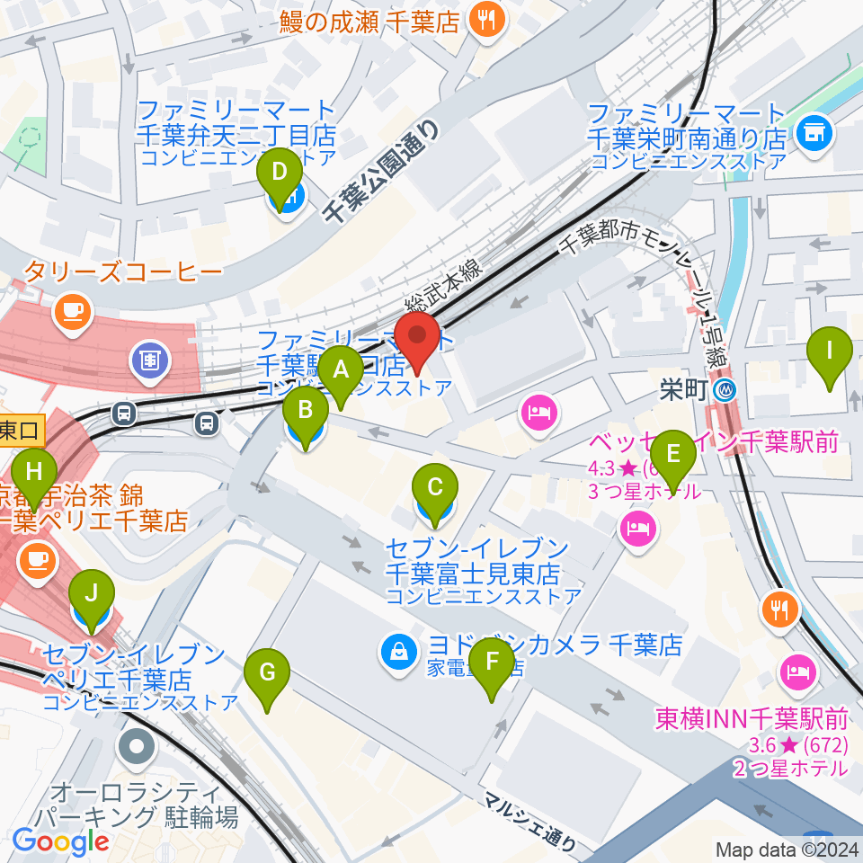 スタジオペンタ千葉駅前店周辺のコンビニエンスストア一覧地図