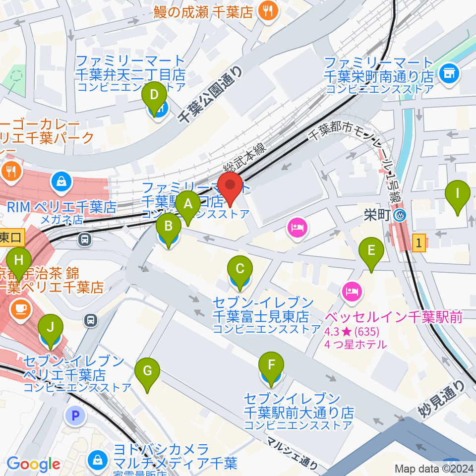 スタジオペンタ千葉駅前店周辺のコンビニエンスストア一覧地図