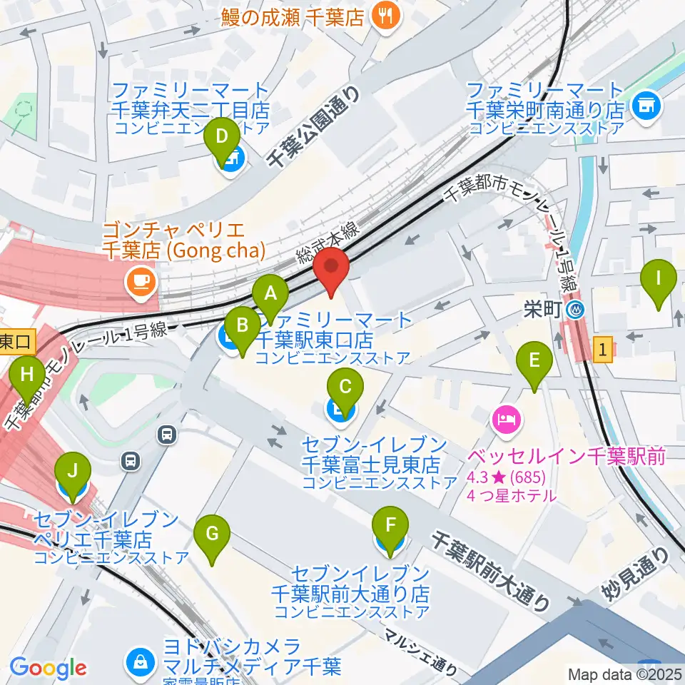 スタジオペンタ千葉駅前店周辺のコンビニエンスストア一覧地図