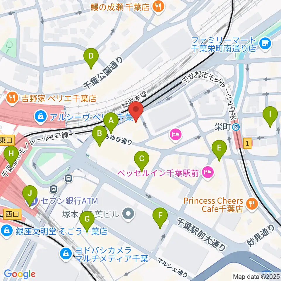 スタジオペンタ千葉駅前店周辺のコンビニエンスストア一覧地図