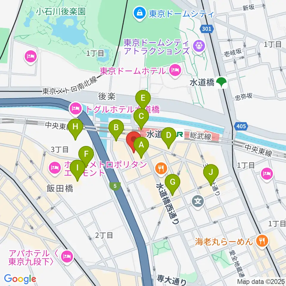 スタジオノード水道橋周辺のコンビニエンスストア一覧地図