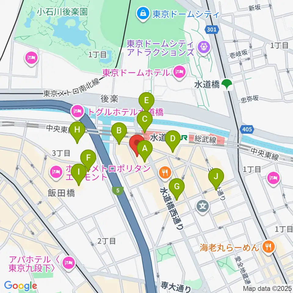 スタジオノード水道橋周辺のコンビニエンスストア一覧地図