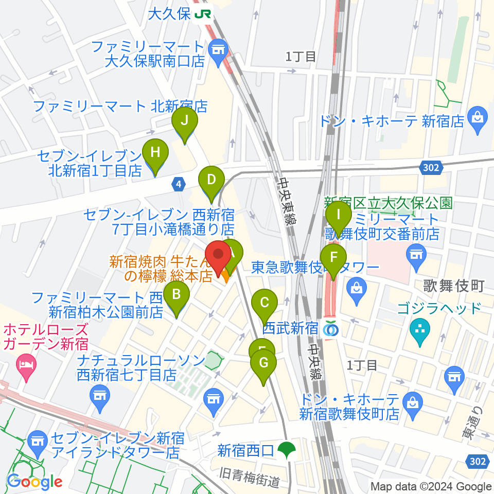 スタジオノード新宿周辺のコンビニエンスストア一覧地図