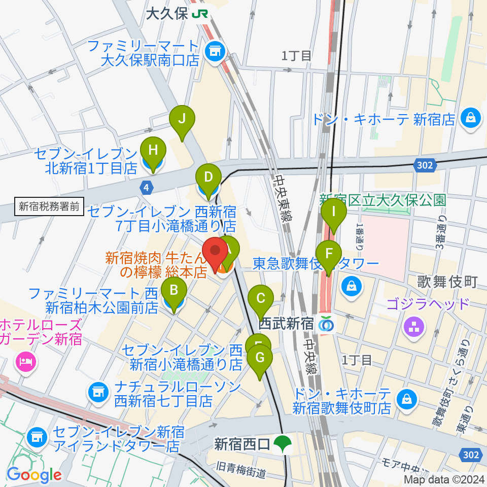 スタジオノード新宿周辺のコンビニエンスストア一覧地図