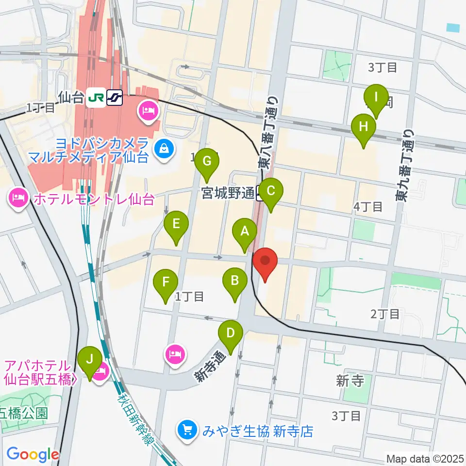 仙台スクールオブミュージック&ダンス専門学校周辺のコンビニエンスストア一覧地図