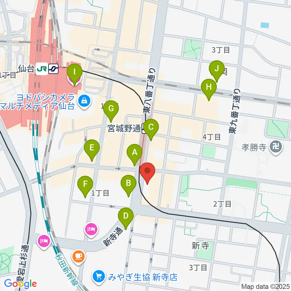 仙台スクールオブミュージック＆ダンス専門学校周辺のコンビニエンスストア一覧地図