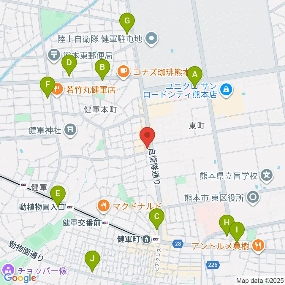 有明楽器 ピアノサービス熊本周辺のコンビニエンスストア一覧地図