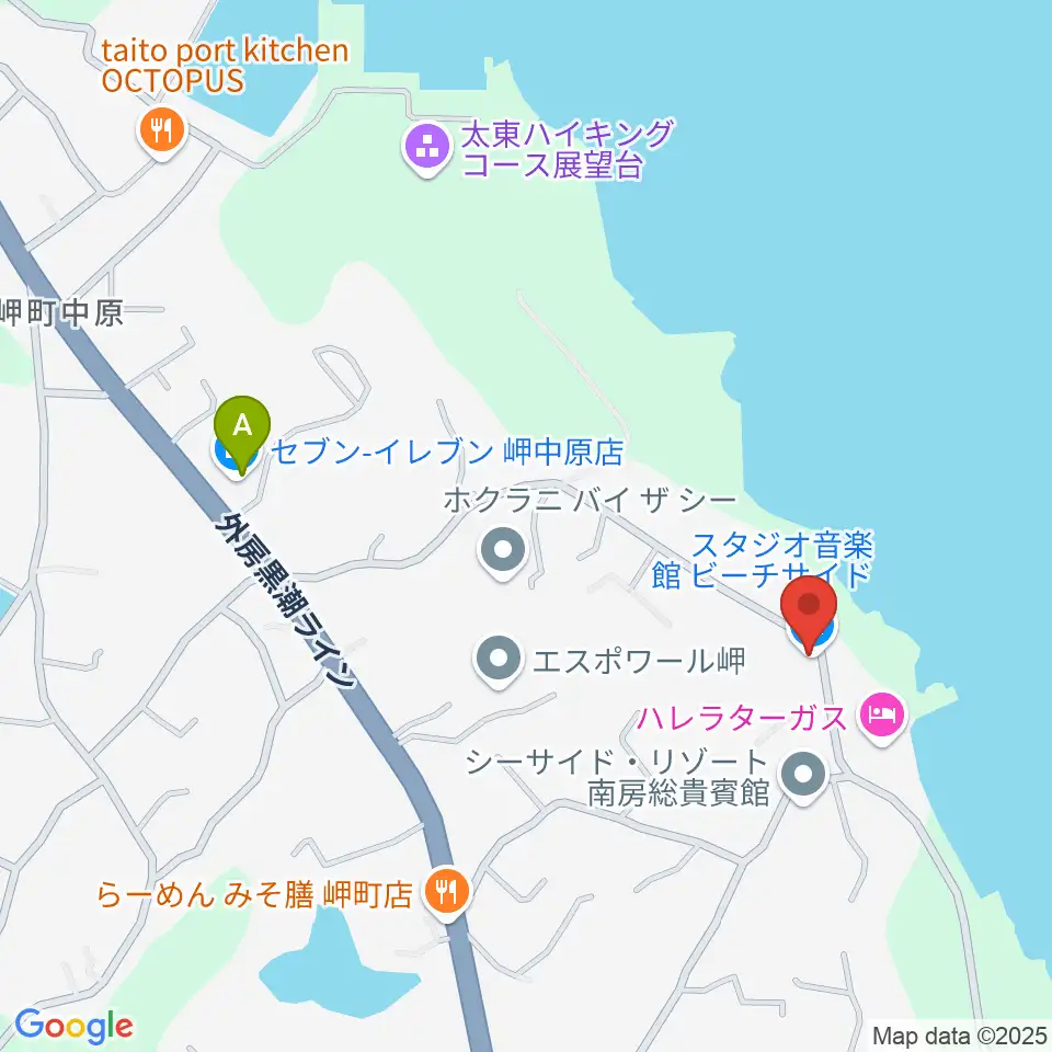 ビーチサイド音楽館周辺のコンビニエンスストア一覧地図